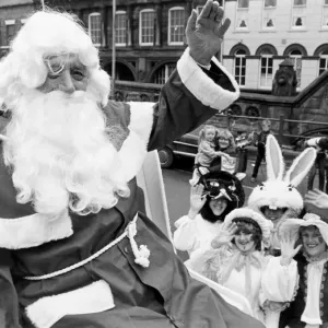 Father Christmas on his sleigh, visiting the streets of Middlesbrough, 14th November 1983 Father Christmas on his sleigh, visiting the streets of Middlesbrough, 14th November 1983