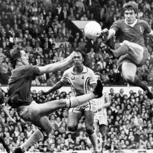 Feet first! And Coventry keeper Jim Blyth throws in both arms as well as an airborne Feet first! And Coventry keeper Jim Blyth throws in both arms as well as an airborne