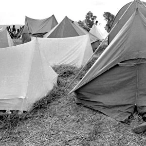 Feet sticking out of a tent at the Isle of Wight Pop Festival 30th August 1969