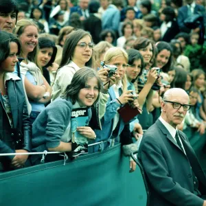 Female fans watching Bjorn Borg at Wimbledon 1975. Local Caption watscan Female fans watching Bjorn Borg at Wimbledon 1975. Local Caption watscan