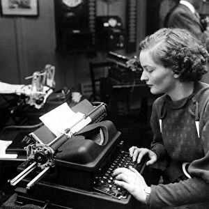 Female office worker September 1936 1930s Electric typewriter