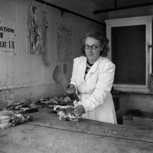 A Female Worker in a Butchers, Downe Village Print, 8th March 1950