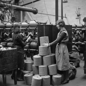 Print of Two Female Workers in a Flax Mill Print of Two Female Workers in a Flax Mill