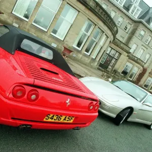 Ferrari cars lineup at the Gleneagles Hotel. Pictured are the 355 FI Spider (red)