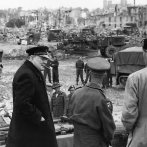 Field Marshal Bernard Montgomery with Prime Minister Winston Churchill during a tour of Field Marshal Bernard Montgomery with Prime Minister Winston Churchill during a tour of