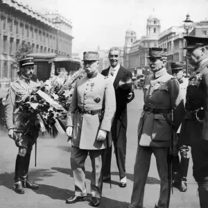 Field Marshal Petain places a wreath at the Cenotaph Circa June 1922