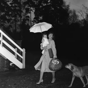 Film actress Nanette Newman with her daughter Sarah and their dog Sam