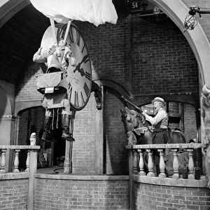 Filming of the BBC television series Dads Army showing a scene in the episode "