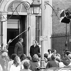 Filming of BBC TV Programme Yes Minister, outside the