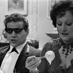 Filming on the set of the film Darling'. Unidentified man on the left Filming on the set of the film Darling'. Unidentified man on the left