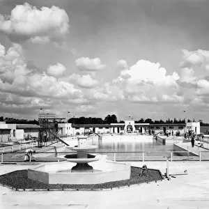 Finishing touches to the Uxbridge Lido prior to its opening circa 1935