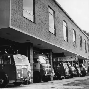 Fire engines at Cambridgeshire Fire Headquarters. October 1964