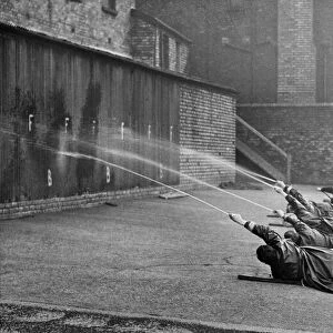The Fire Services in training at Everton Terrace. Liverpool. Merseyside