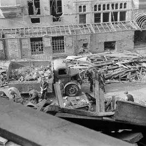 Fire station on Shaftesbury Avenue which recieved direct hit during a night raid