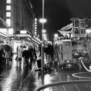 Firefighters deal with a blaze on Northumberland Street, Newcastle
