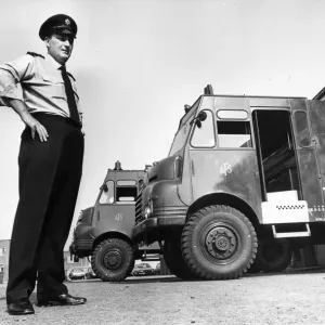 Fireman Jim Cairns with two of the fire appliances brought out of storage to help fight Fireman Jim Cairns with two of the fire appliances brought out of storage to help fight