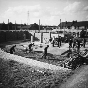 Firemen of the National Fire Service seen here building their own fire station at Bushey Firemen of the National Fire Service seen here building their own fire station at Bushey
