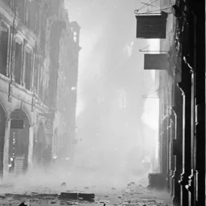 Fires in Ave Maria Lane, London, started by high explosive Fires in Ave Maria Lane, London, started by high explosive