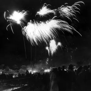 Spettacolo di fuochi d'artificio a Eirias Park, Colwyn Bay. 5 novembre 1991