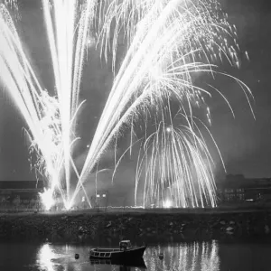 Fireworks from the Stockton annual firework display reflected in the river Fireworks from the Stockton annual firework display reflected in the river