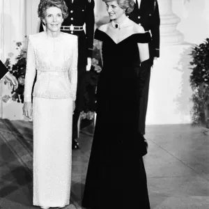 First Lady Nancy Reagan and Diana, Princess of Wales at The White House, Washington, DC