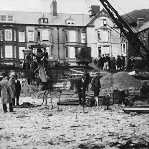 First portion of concrete is laid for the new sea wall at Barmouth 13th September 1930