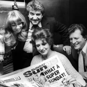 Among the first to get a sneak preview of the new look Sunday Sun were four famous faces Among the first to get a sneak preview of the new look Sunday Sun were four famous faces