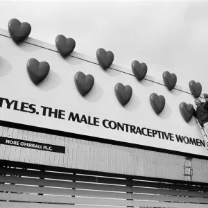 Print of a supersized advertising hoarding for Lifestyles contraceptives, 1985