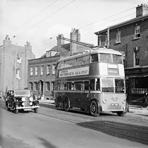 First trolleybus in Uxbridge High Street October 1936
