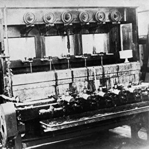 The first viscose yarn spinning machine installed at Courtaulds main works in Coventry in