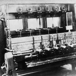 The first viscose yarn spinning machine installed at Courtaulds main works in Coventry in
