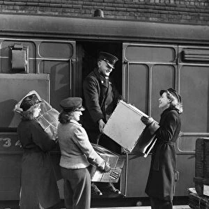 First women railway porters of WW2 on duty at Crewe station circa 1942