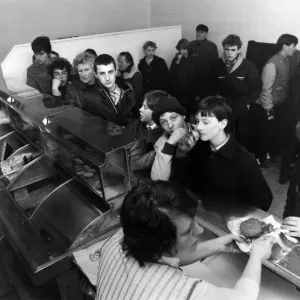 Fish and Chip Shop: Queues of schoolkids waiting to be served at Tony Burman Fish and Chip Shop: Queues of schoolkids waiting to be served at Tony Burman