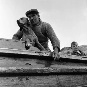 Fisherman George Emmerson with Sandy, Flamborough Print 1960