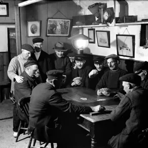 Fishermen in Mousehole Playing Cribbage Print Circa 1935 Fishermen in Mousehole Playing Cribbage Print Circa 1935