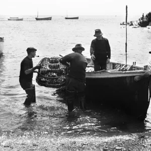 Cadgwith Fishermen Loading Lobster Pots Print, July 1939