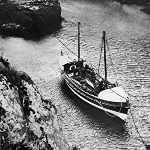 The Fishguard motor lifeboat on patrol in Pembrokeshire, south west Wales