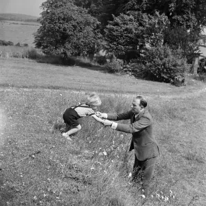 Fitzroy Maclean with son Charles, Yealand Conyers Print 1949