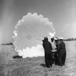 Fleet Air Arm Parachute Packers Testing a Parachute, Print