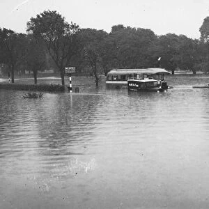 Flooding in Kings Drive, Torquay, 4th August 1938. Bus caught in the flood