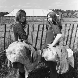 Flora and Daisy two early arrivals at Richfield Avenue, site of Reading Festival 22nd Flora and Daisy two early arrivals at Richfield Avenue, site of Reading Festival 22nd