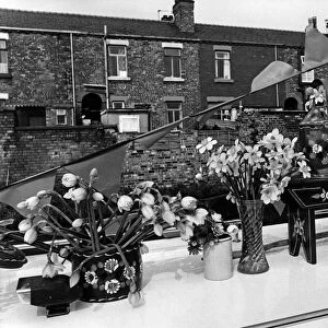 Floral decoration on a barge at on the Leeds and Liverpool canal at Appley Bridge