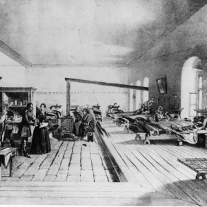 Florence Nightingale at a Hospital in Russia, Line Drawing Print