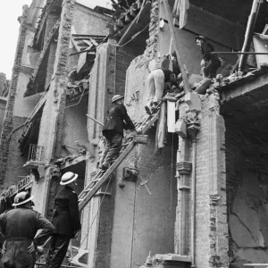 Flying bomb crashed on flats at Nevern Square, Kensington. 23rd July 1944
