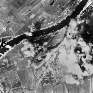 US Flying Fortresses attack the German underground oil storage depot at Derben US Flying Fortresses attack the German underground oil storage depot at Derben