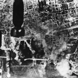 Print of Flying Fortresses in action over Palermo