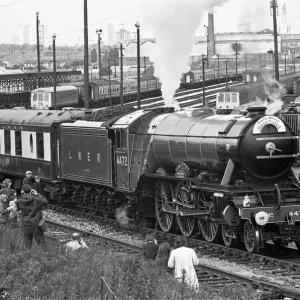The Flying Scotsman leaves its Tyseley depot, Birmingham, West Midlands The Flying Scotsman leaves its Tyseley depot, Birmingham, West Midlands