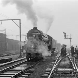 Print of The Flying Scotsman steam locomotive leaving Liverpool for Derby Print of The Flying Scotsman steam locomotive leaving Liverpool for Derby