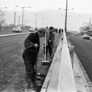 Black and white photograph print of a flyover