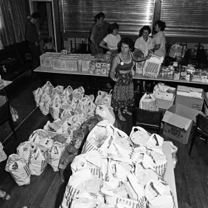 Food parcels being packed and distributed by the miners wives at the Community Hall Food parcels being packed and distributed by the miners wives at the Community Hall